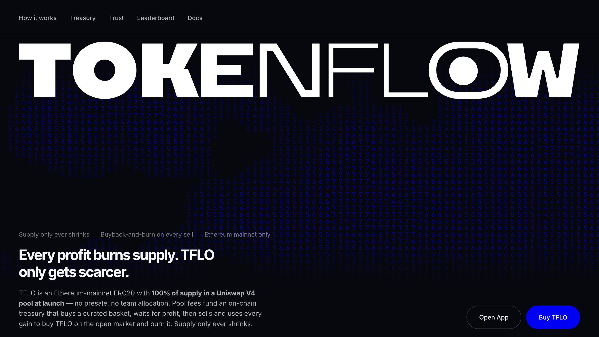 TokenFlow — on-chain index fund landing page